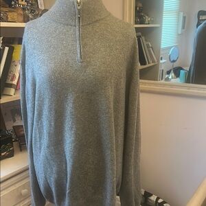Joseph & Lyman Gray 1/4 Zip-Up Men's Cashmere Sweater size XL